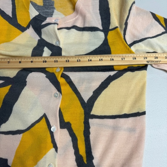 J.Crew Abstract Print Merino Wool Multicolor Cardigan Sweater Size Medium - Picture 7 of 13